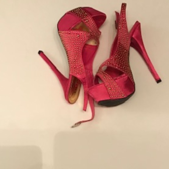 VT High Heeled Slingbacks Pink Sheepskin 292802